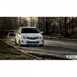 4 499 р. Накладка на передний бампер TopKontur Design Hyundai Solaris RBr седан рестайлинг (2014-2017) (Глянец под окраску, Неокрашенная)  с доставкой в г. Керчь. Увеличить фотографию 4