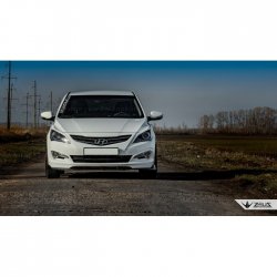 4 499 р. Накладка на передний бампер TopKontur Design Hyundai Solaris RBr седан рестайлинг (2014-2017) (Глянец под окраску, Неокрашенная)  с доставкой в г. Керчь. Увеличить фотографию 5