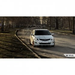 4 499 р. Накладка на передний бампер TopKontur Design Hyundai Solaris RBr седан рестайлинг (2014-2017) (Глянец под окраску, Неокрашенная)  с доставкой в г. Керчь. Увеличить фотографию 6