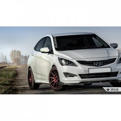 4 499 р. Накладка на передний бампер TopKontur Design Hyundai Solaris RBr седан рестайлинг (2014-2017) (Глянец под окраску, Неокрашенная)  с доставкой в г. Керчь. Увеличить фотографию 7