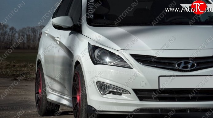 4 499 р. Накладка на передний бампер TopKontur Design Hyundai Solaris RBr седан рестайлинг (2014-2017) (Глянец под окраску, Неокрашенная)  с доставкой в г. Керчь