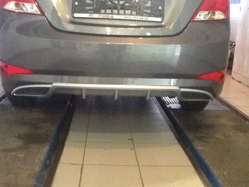 3 899 р. Накладка на задний бампер АвтоКрат  Hyundai Solaris  RBr (2014-2017) седан рестайлинг (Неокрашенная)  с доставкой в г. Керчь. Увеличить фотографию 4
