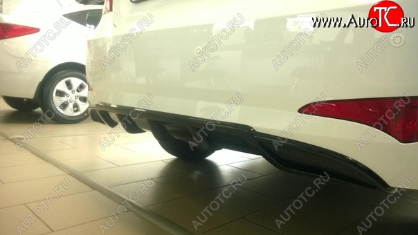 3 899 р. Накладка на задний бампер АвтоКрат  Hyundai Solaris  RBr (2014-2017) седан рестайлинг (Неокрашенная)  с доставкой в г. Керчь