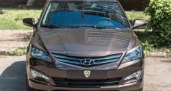679 р. Реснички на фары Кураж Hyundai Solaris RBr седан рестайлинг (2014-2017) (Неокрашенные)  с доставкой в г. Керчь. Увеличить фотографию 2