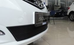2 099 р. Сетка на бампер Russtal (черная) Hyundai Solaris RBr седан рестайлинг (2014-2017)  с доставкой в г. Керчь. Увеличить фотографию 3