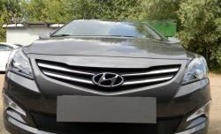 2 099 р. Сетка на бампер Russtal (черная) Hyundai Solaris RBr седан рестайлинг (2014-2017)  с доставкой в г. Керчь. Увеличить фотографию 5