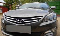 2 099 р. Сетка на бампер Russtal (черная) Hyundai Solaris RBr седан рестайлинг (2014-2017)  с доставкой в г. Керчь. Увеличить фотографию 6