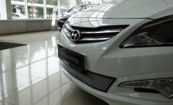 1 539 р. Сетка на бампер Russtal (хром) Hyundai Solaris RBr седан рестайлинг (2014-2017)  с доставкой в г. Керчь. Увеличить фотографию 2