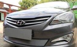 1 539 р. Сетка на бампер Russtal (хром) Hyundai Solaris RBr седан рестайлинг (2014-2017)  с доставкой в г. Керчь. Увеличить фотографию 5