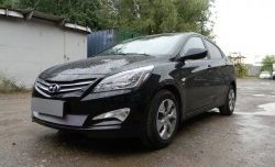 1 539 р. Сетка на бампер Russtal (хром) Hyundai Solaris RBr седан рестайлинг (2014-2017)  с доставкой в г. Керчь. Увеличить фотографию 7