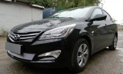 1 539 р. Сетка на бампер Russtal (хром) Hyundai Solaris RBr седан рестайлинг (2014-2017)  с доставкой в г. Керчь. Увеличить фотографию 8