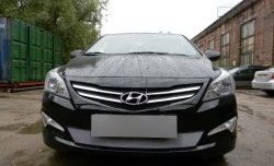1 539 р. Сетка на бампер Russtal (хром) Hyundai Solaris RBr седан рестайлинг (2014-2017)  с доставкой в г. Керчь. Увеличить фотографию 9
