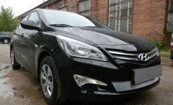 1 539 р. Сетка на бампер Russtal (хром) Hyundai Solaris RBr седан рестайлинг (2014-2017)  с доставкой в г. Керчь. Увеличить фотографию 10