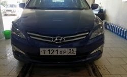 679 р. Реснички на фары Кураж Hyundai Solaris RBr седан рестайлинг (2014-2017) (Неокрашенные)  с доставкой в г. Керчь. Увеличить фотографию 3