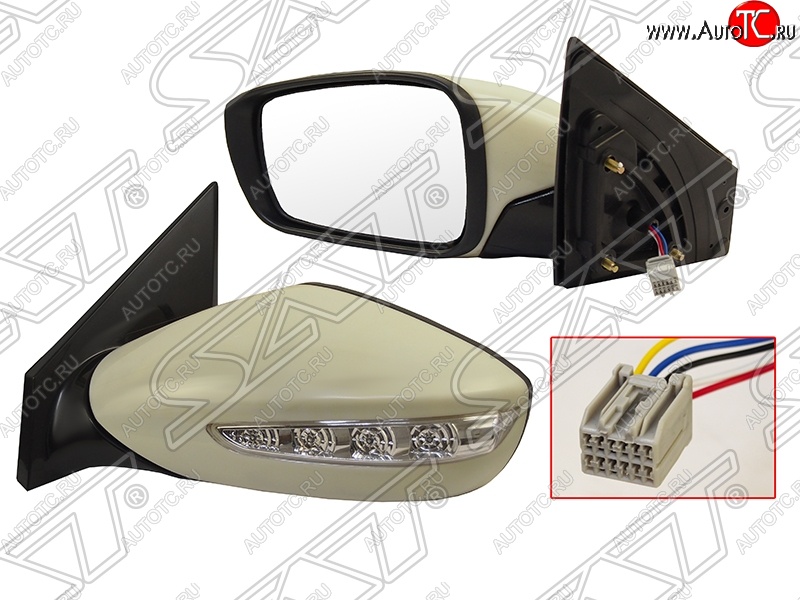 1 459 р. Боковое левое зеркало заднего вида SAT (указатель поворота, 5 контактов) Hyundai Sonata YF (2009-2014) (Неокрашенное)  с доставкой в г. Керчь