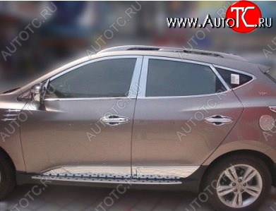 1 249 р. Накладки на нижнюю часть по периметру окон боковых дверей СТ Hyundai Tucson LM (2010-2017) (Неокрашенные)  с доставкой в г. Керчь