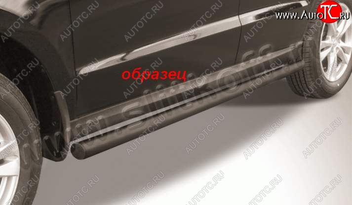 9 899 р. Защита порогов из трубы d57 Slitkoff Hyundai Tucson LM (2010-2017) (Цвет: серебристый)  с доставкой в г. Керчь