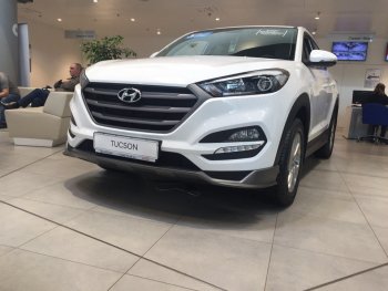 5 649 р. Накладка на передний бампер АвтоКрат  Hyundai Tucson  TL (2015-2018) дорестайлинг (Неокрашенная)  с доставкой в г. Керчь. Увеличить фотографию 3