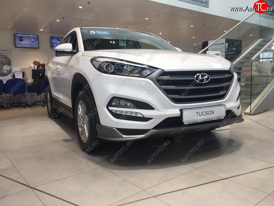 5 649 р. Накладка на передний бампер АвтоКрат  Hyundai Tucson  TL (2015-2018) дорестайлинг (Неокрашенная)  с доставкой в г. Керчь