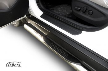 15 299 р. Защита штатных порогов Arbori (с проступью, нержавейка, d76 mm). Hyundai Tucson TL дорестайлинг (2015-2018)  с доставкой в г. Керчь. Увеличить фотографию 2