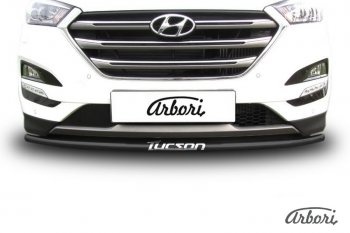 7 199 р. Защита переднего бампера Arbori (с надписью, черная, 1 труба d42 mm). Hyundai Tucson TL дорестайлинг (2015-2018)  с доставкой в г. Керчь. Увеличить фотографию 2