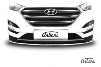 4 999 р. Защита переднего бампера Arbori (с надписью, нержавейка, 1 труба d42 mm). Hyundai Tucson TL дорестайлинг (2015-2018)  с доставкой в г. Керчь. Увеличить фотографию 3