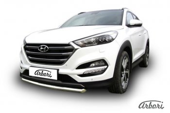 14 291 р. Защита переднего бампера Arbori (нержавейка, 1 труба d57 mm). Hyundai Tucson TL дорестайлинг (2015-2018)  с доставкой в г. Керчь. Увеличить фотографию 2