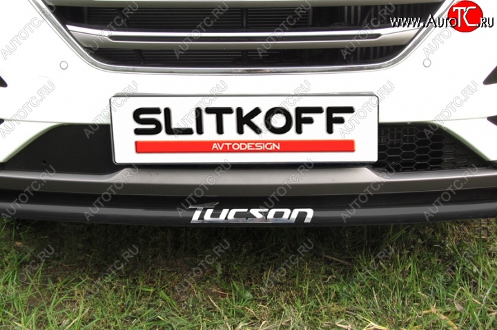 8 349 р. Защита переднего бампера из трубы d42 Slitkoff  Hyundai Tucson  TL (2015-2018) дорестайлинг (Цвет: серебристый)  с доставкой в г. Керчь