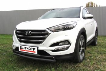 Защита переднего бампера из трубы d57 Slitkoff Hyundai Tucson  TL (2015-2018) дорестайлинг