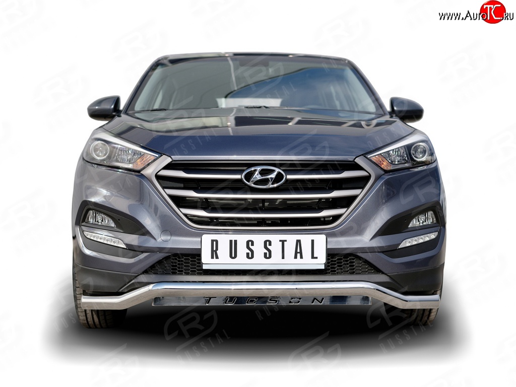 18 549 р. Защита переднего бампера (Ø63 мм волна, нержавейка) SLITKOFF  Hyundai Tucson  TL (2015-2018) дорестайлинг  с доставкой в г. Керчь