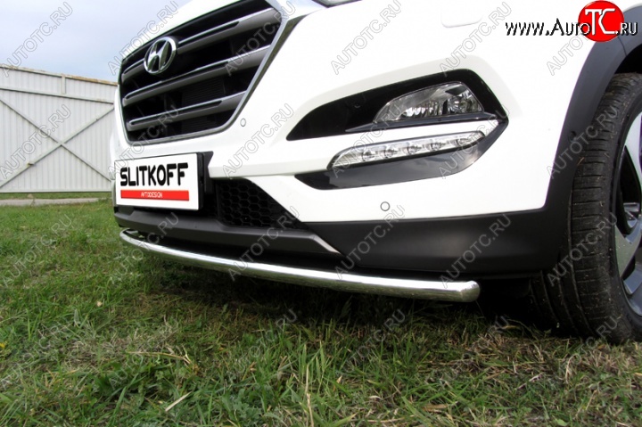 11 949 р. Одинарная защита переднего бампера диаметром 42 мм Slitkoff  Hyundai Tucson  TL (2015-2018) дорестайлинг (Нержавейка, Полированная)  с доставкой в г. Керчь