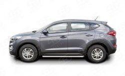 15 799 р. Защита порогов из круглой трубы диаметром 63 мм Russtal Hyundai Tucson TL дорестайлинг (2015-2018)  с доставкой в г. Керчь. Увеличить фотографию 3