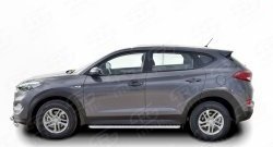 77 999 р. Широкая защита порогов Russtal Hyundai Tucson TL дорестайлинг (2015-2018) (Защита порогов с со скосами на торцах (вариант 1))  с доставкой в г. Керчь. Увеличить фотографию 2