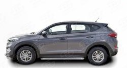 77 999 р. Широкая защита порогов Russtal Hyundai Tucson TL дорестайлинг (2015-2018) (Защита порогов с со скосами на торцах (вариант 1))  с доставкой в г. Керчь. Увеличить фотографию 3