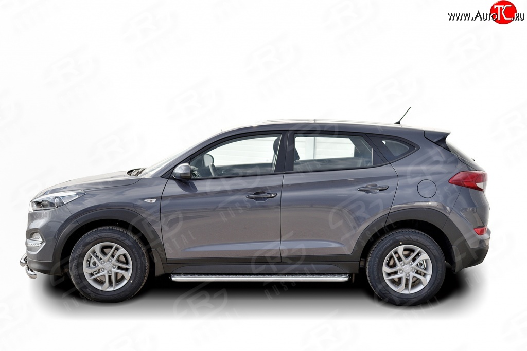 77 999 р. Широкая защита порогов Russtal Hyundai Tucson TL дорестайлинг (2015-2018) (Защита порогов с со скосами на торцах (вариант 1))  с доставкой в г. Керчь