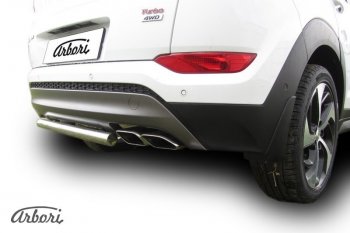 14 249 р. Защита штатных порогов Arbori (нержавейка, d57 mm). Hyundai Tucson TL дорестайлинг (2015-2018)  с доставкой в г. Керчь. Увеличить фотографию 2