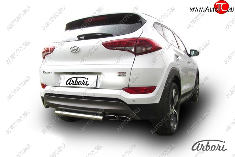 14 249 р. Защита штатных порогов Arbori (нержавейка, d57 mm). Hyundai Tucson TL дорестайлинг (2015-2018)  с доставкой в г. Керчь
