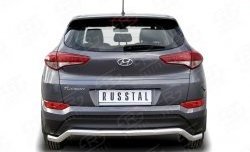 Защита заднего бампера (Ø63 мм волна, нержавейка) SLITKOFF Hyundai Tucson  TL (2015-2018) дорестайлинг