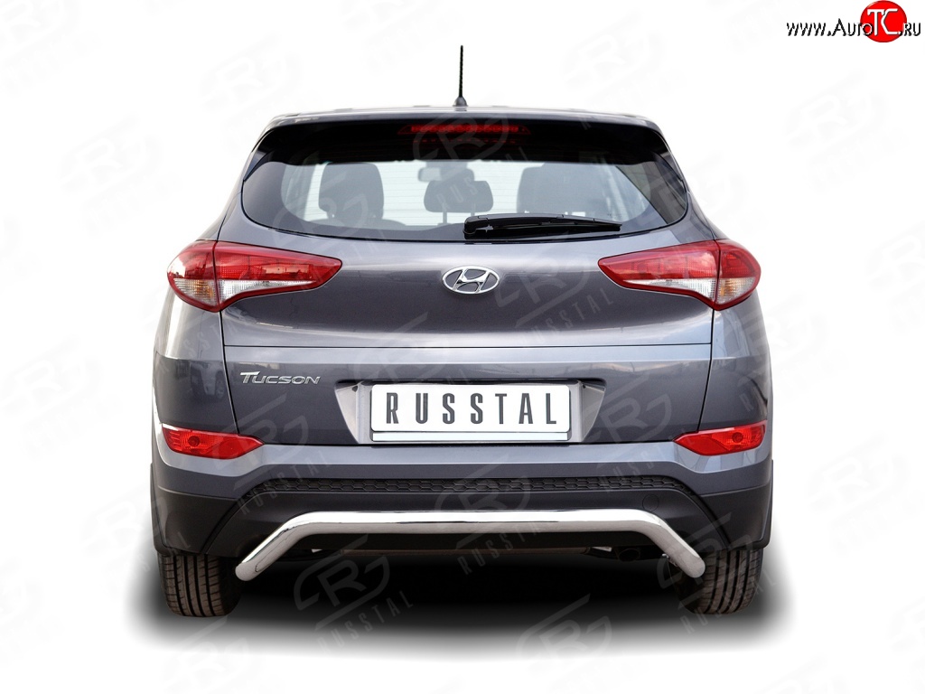 15 349 р. Защита заднего бампера (Ø63 мм волна короткая, нержавейка) SLITKOFF Hyundai Tucson TL дорестайлинг (2015-2018)  с доставкой в г. Керчь