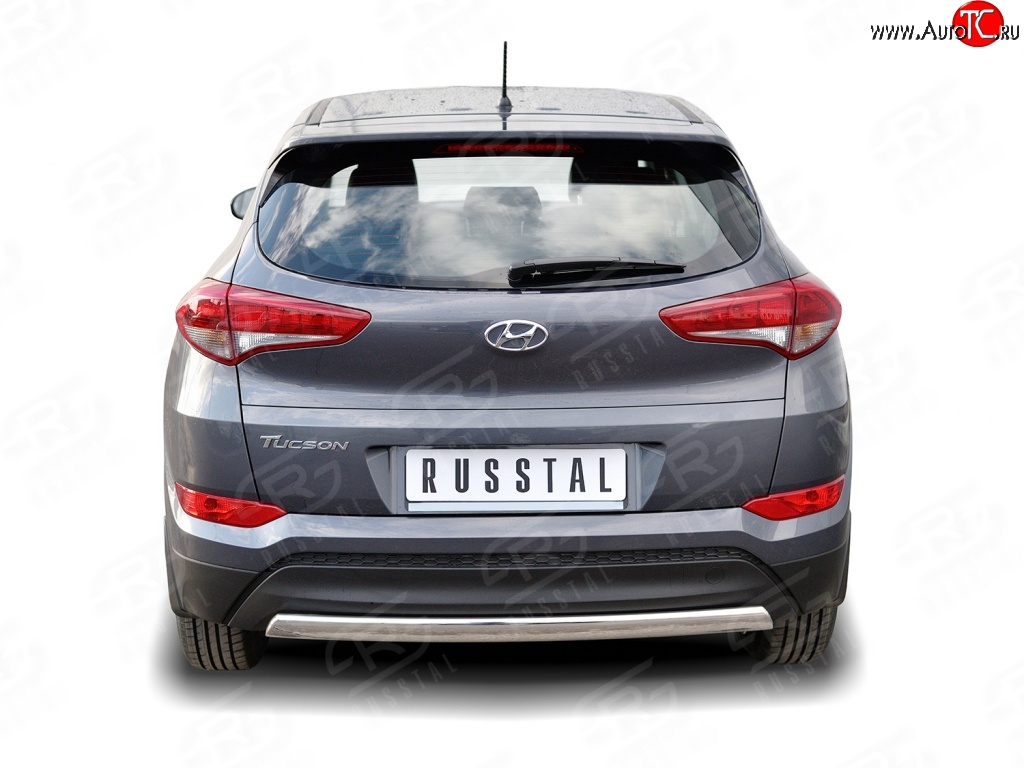 12 449 р. Защита заднего бампера (Ø75x42 мм, нержавейка) Russtal Hyundai Tucson TL дорестайлинг (2015-2018)  с доставкой в г. Керчь