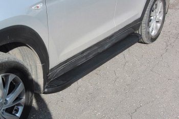 13 349 р. Алюминиевые пороги для ног Slitkoff (optima)  Hyundai Tucson  TL (2018-2021) рестайлинг (Серебристые)  с доставкой в г. Керчь. Увеличить фотографию 2
