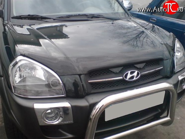 2 204 р. Дефлектор капота NovLine (рестайлинг) Hyundai Tucson JM (2004-2010)  с доставкой в г. Керчь