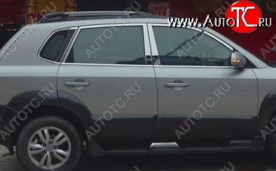 6 899 р. Накладки на верхнюю часть по периметру окон боковых дверей СТ Hyundai Tucson JM (2004-2010) (Неокрашенные)  с доставкой в г. Керчь