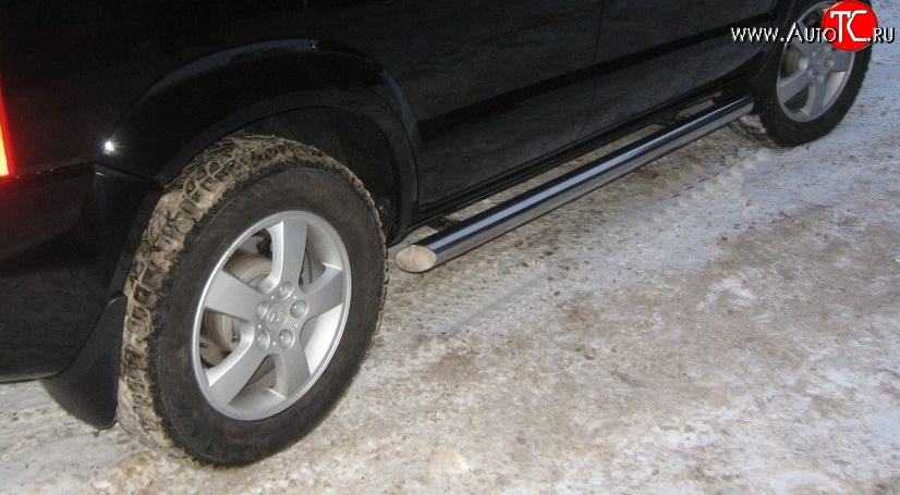 77 999 р. Защита порогов из круглой трубы диаметром 76 мм Russtal Hyundai Tucson JM (2004-2010) (Защита порогов с со скосами на торцах (вариант 1))  с доставкой в г. Керчь