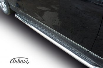 Защита штатных порогов с листом Arbori (нержавейка, алюминий, d57) INFINITI EX35 J50 (2007-2013)