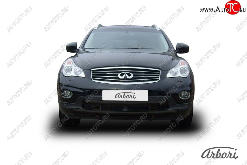 9 269 р. Защита переднего бампера Arbori (широкая, черная, 2 трубы d57 и 57 mm) INFINITI EX35 J50 (2007-2013)  с доставкой в г. Керчь
