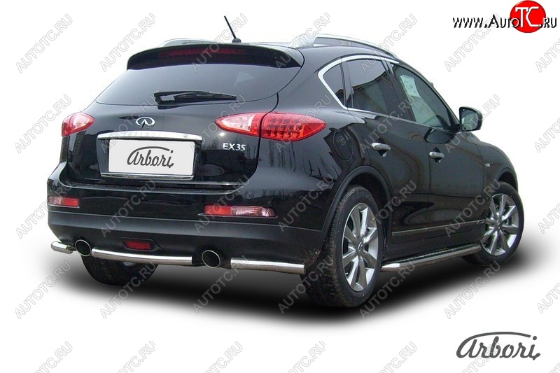 8 180 р. Защита заднего бампера Arbori (короткая, нержавейка, 1 труба d57 mm). INFINITI EX35 J50 (2007-2013)  с доставкой в г. Керчь