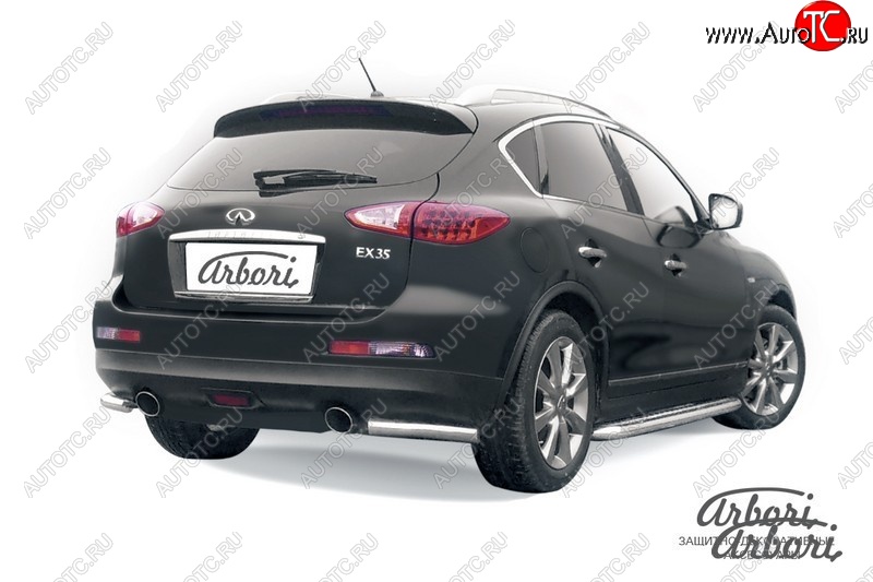 8 999 р. Защита заднего бампера Arbori (уголки, нержавейка, 1 труба d57 mm). INFINITI EX35 J50 (2007-2013)  с доставкой в г. Керчь