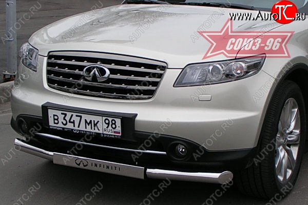 28 394 р. Защита переднего бампера одинарная (Европа) Souz-96 (d76) INFINITI FX35 S50 рестайлинг (2006-2008)  с доставкой в г. Керчь