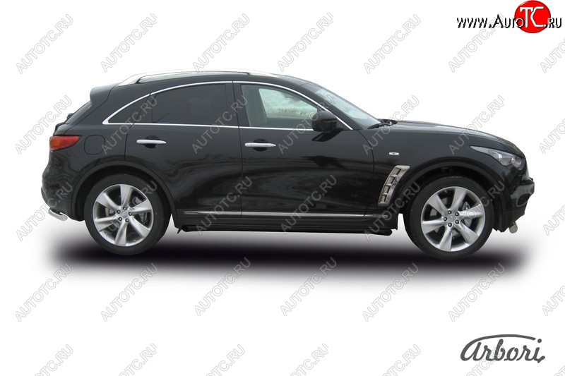 8 369 р. Защита штатных порогов Arbori (черная, d57 mm). INFINITI FX50 S51 рестайлинг (2012-2014)  с доставкой в г. Керчь